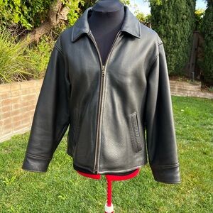 Eddie Bauer Black Leather Zip-Front Jacket